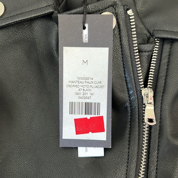 Dynamite Black Leather Jacket Asymmetrical Zipper Moto Style - Picture 4 of 5